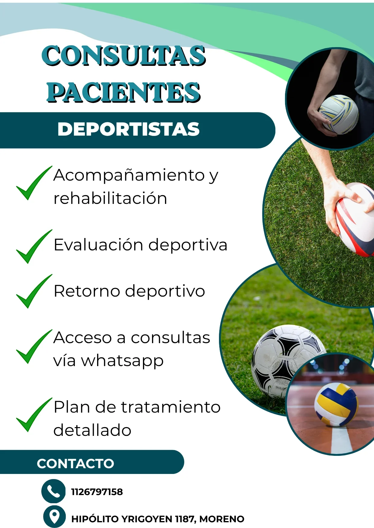 Rehabilitación de forma particular. Cada sesión tiene el valor de 35.000$ la sesión.